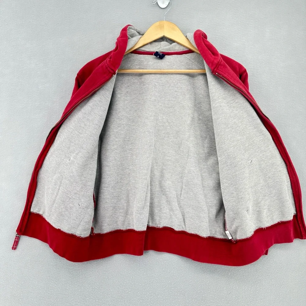 VTG Gap Kids Red Full Zip Hoodie Waffle Lined Athletic Dept XL Y2K 2000s Retro